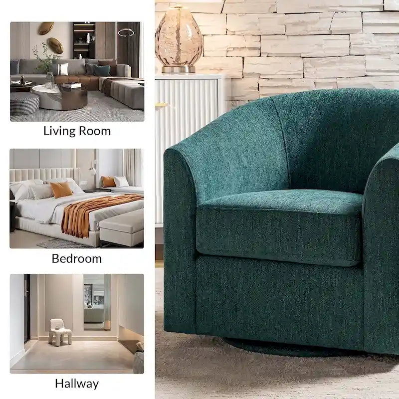Fauteuil Cuenca moderne en tissu avec piètement pivotant