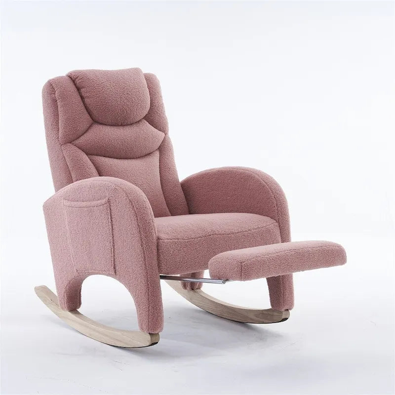 Fauteuil à bascule de puériculture ergonomique en tissu avec repose-pieds réglable