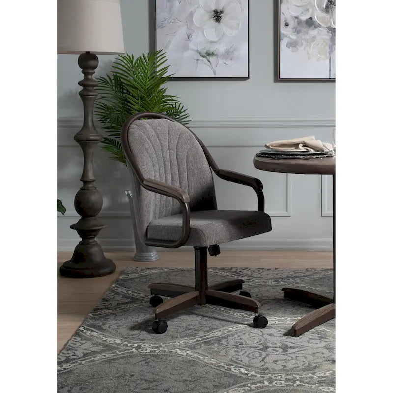 Chaise pivotante et inclinable à roulettes avec coussin pour salle à manger décontractée