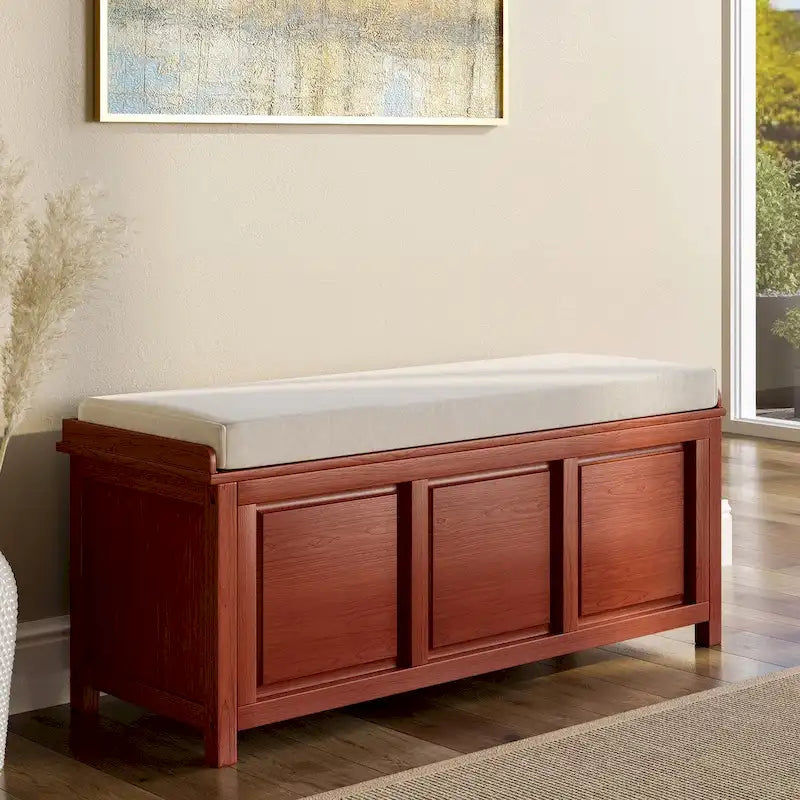 Banc de rangement ouvert en bois massif John Louis Home