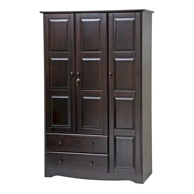Armoire 3 portes - Blanc/Moka/Java - Bois massif