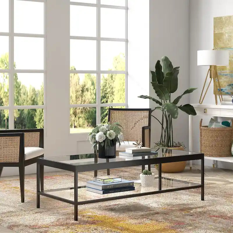 Table basse Alexis en métal et verre