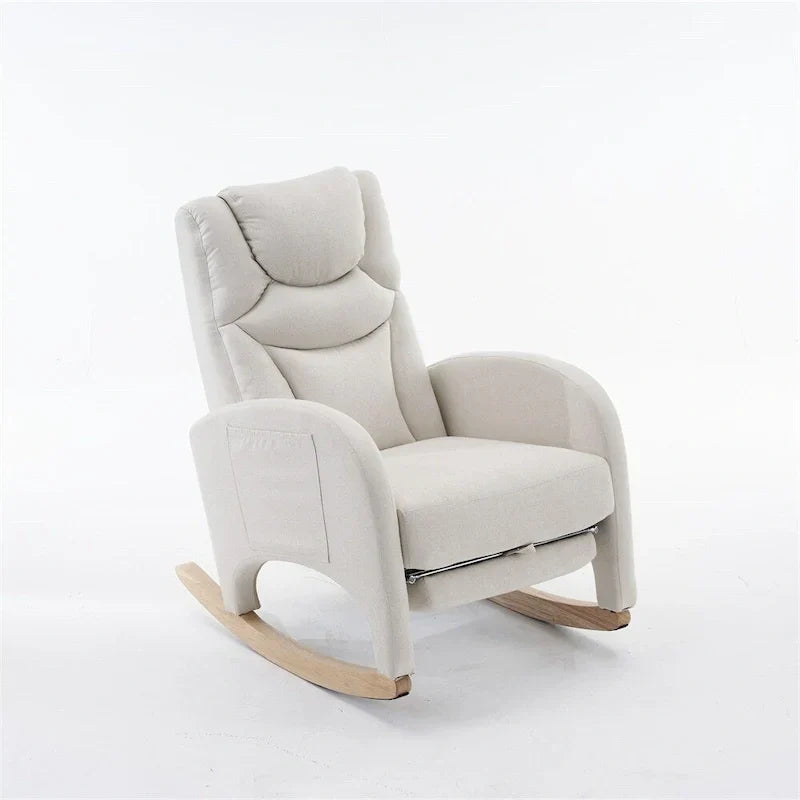 Fauteuil à bascule de puériculture ergonomique en tissu avec repose-pieds réglable