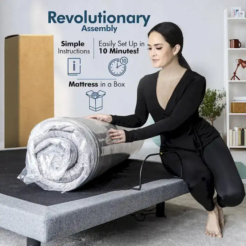 Cadre de lit réglable avec matelas en mousse à mémoire de forme au gel, massage double, ports USB, application, télécommande