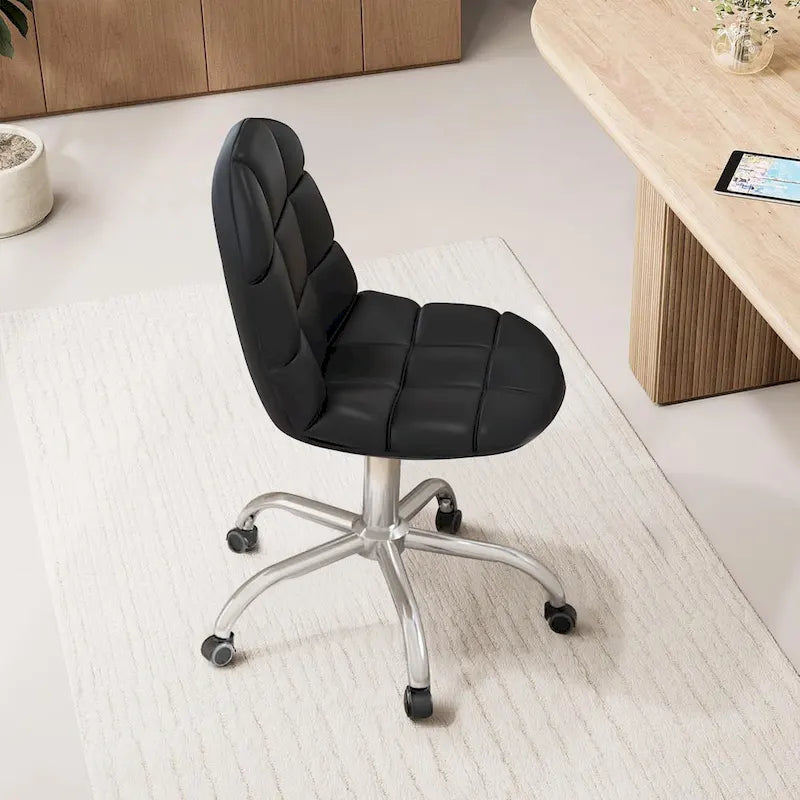 Chaise de bureau à domicile sans accoudoirs Javlergo, chaise de bureau d'ordinateur réglable en hauteur avec roulettes