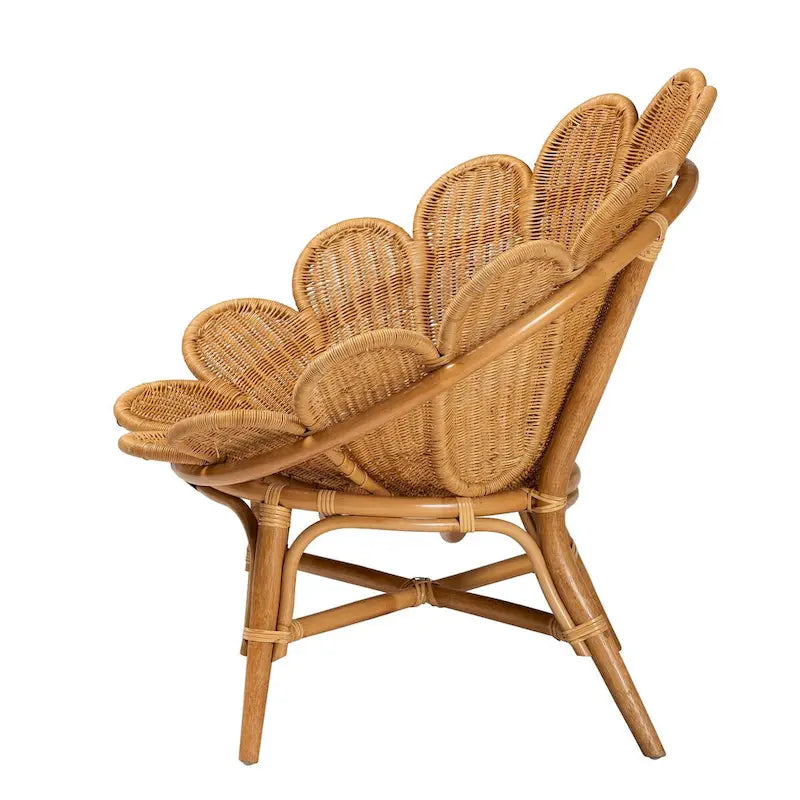 Fauteuil d'appoint fleur Blossom en rotin bohème miel