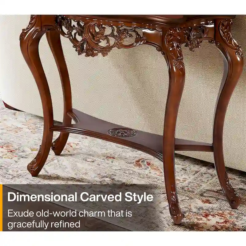 Console double plateau sculptée classique pour entrée salon