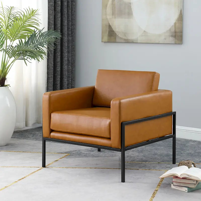 Fauteuil club moderne HomePop rembourré avec cadre en métal