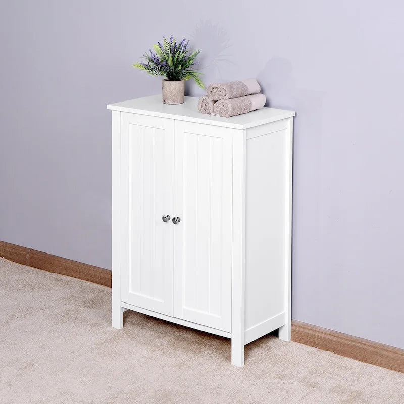 Meuble de Rangement au Sol pour Salle de Bain avec Double Porte