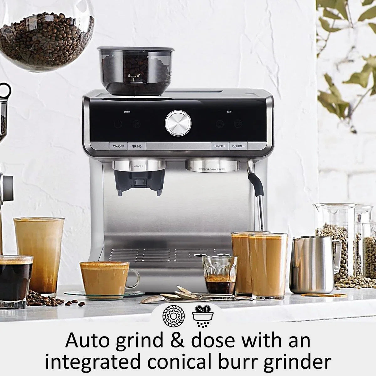 Machine à café expresso, avec moulin, réservoir d'eau de 2,8 L