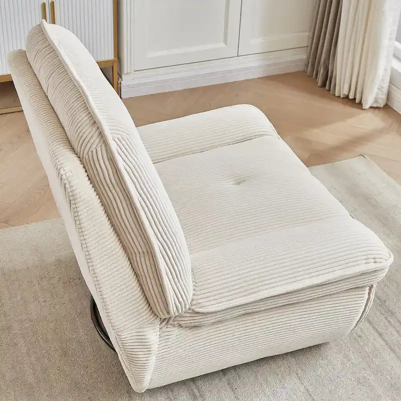 Fauteuil inclinable pivotant et coulissant en velours côtelé avec repose-pieds pour salon