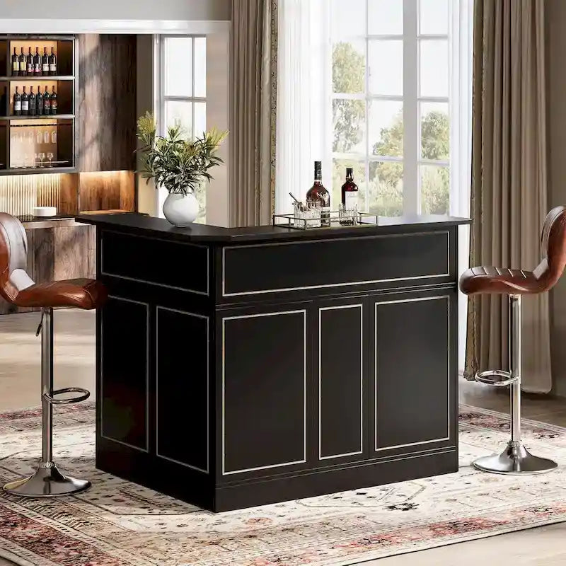 Meuble de bar d'angle avec porte-verres pour pub à domicile