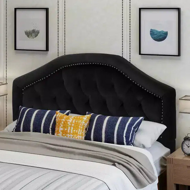 Tête de lit capitonnée avec clous décoratifs, Grand lit/Très grand lit