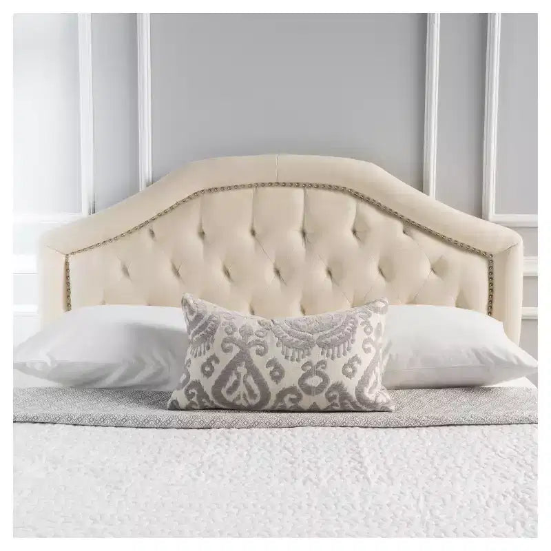 Tête de lit capitonnée avec clous décoratifs, Grand lit/Très grand lit