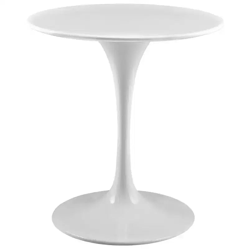 Table de salle à manger ronde de 27,5 po avec plateau en bois et pied en métal, blanc