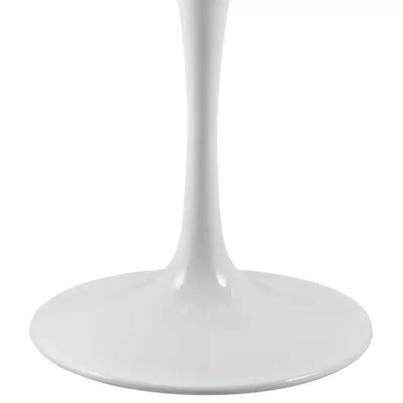 Table de salle à manger ronde de 27,5 po avec plateau en bois et pied en métal, blanc