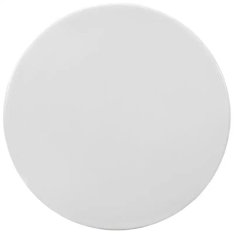 Table de salle à manger ronde de 27,5 po avec plateau en bois et pied en métal, blanc