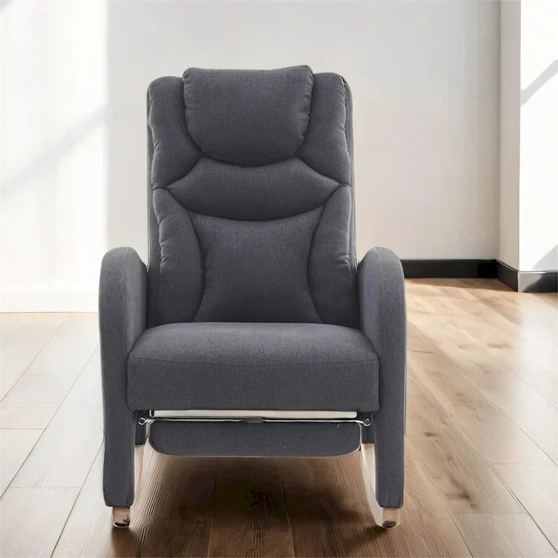 Fauteuil à bascule de puériculture ergonomique en tissu avec repose-pieds réglable