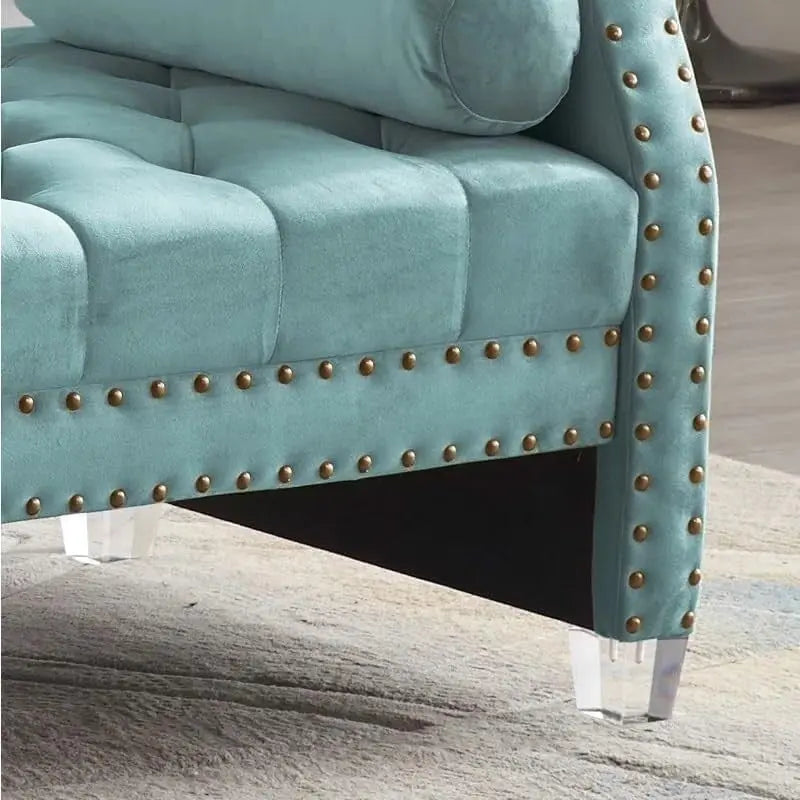 Banc rembourré en velours capitonné surdimensionné avec accoudoirs arrondis de 71 pouces