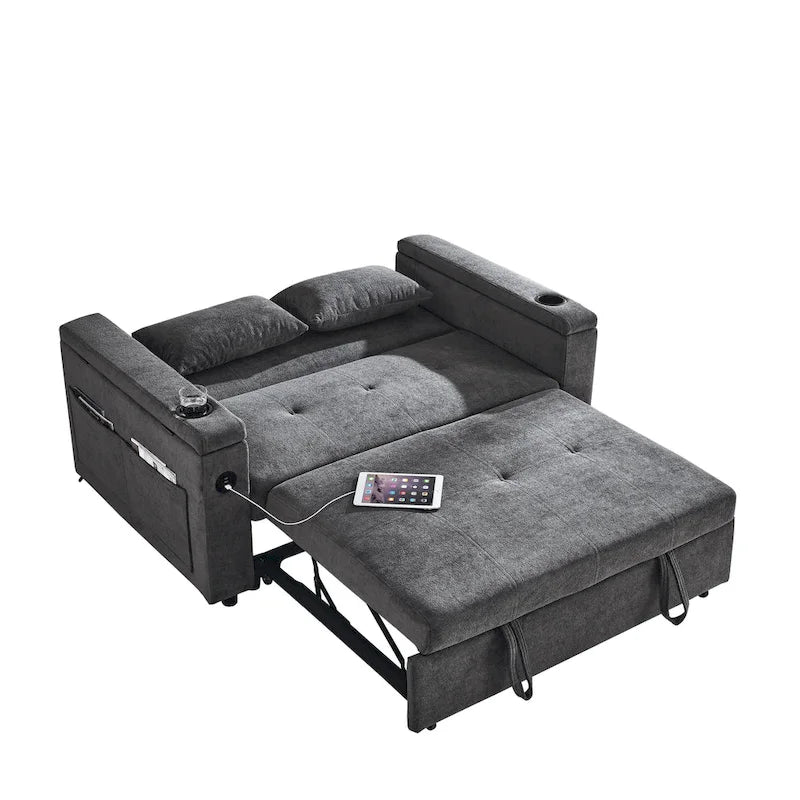 Canapé convertible 54 pouces avec lit gigogne, double assise, fonction relax