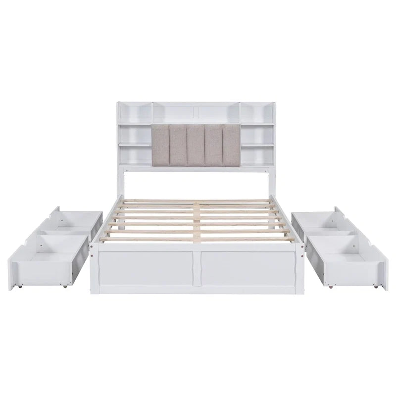 Cadre de lit avec 4 tiroirs de rangement portables sous le lit