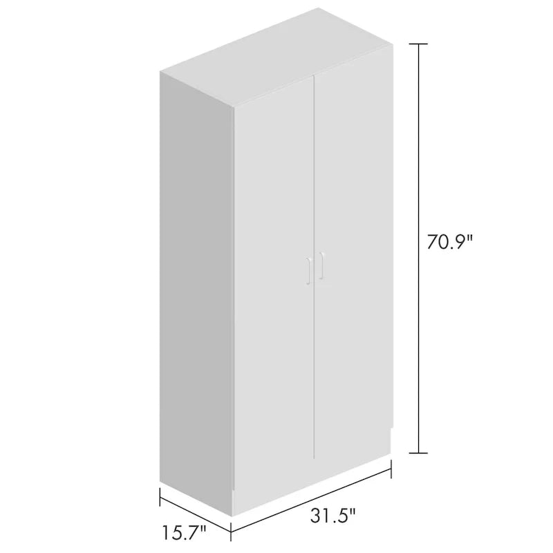 Armoire de chambre autonome à 2 portes avec tringle à vêtements