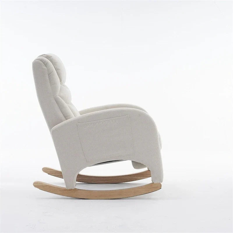 Fauteuil à bascule de puériculture ergonomique en tissu avec repose-pieds réglable