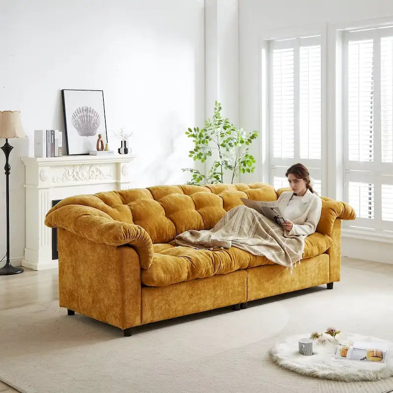 99.2  Canapé profond Chenille Confort, Canapé nuage moelleux tapissé