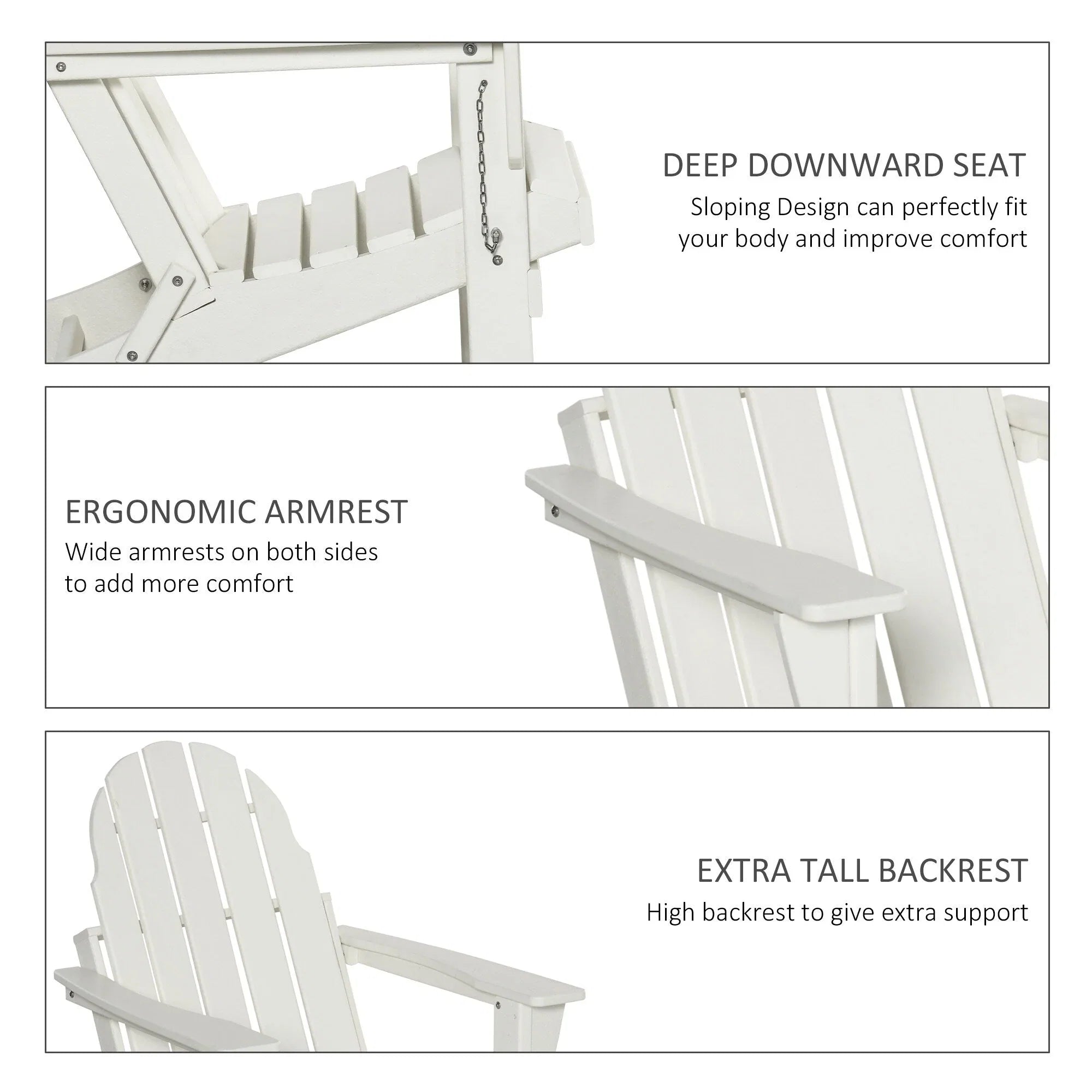 Chaise Adirondack pliante, chaises longues de plage en plastique HDPE toutes saisons pour terrasse et mobilier de jardin