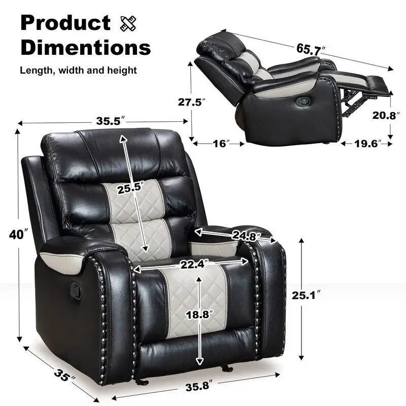 Grand fauteuil inclinable en similicuir de style américain pour salon