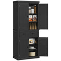 Meuble de rangement de cuisine autoportant traditionnel de 72 pouces avec 4 portes et 3 étagères réglables, grand tiroir central