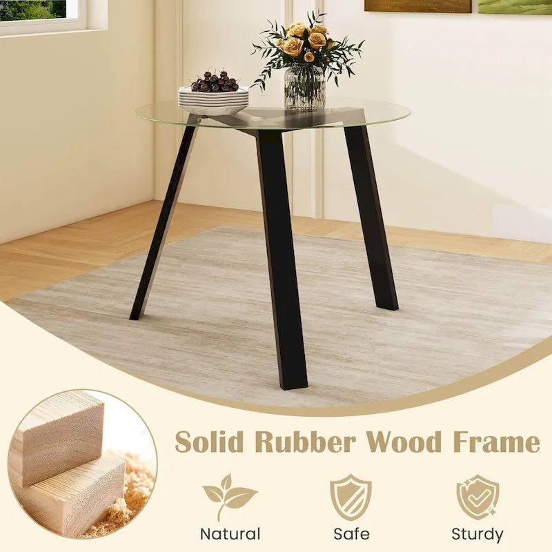 Table de salle à manger ronde en verre Costway 36" pour 4 personnes avec plateau en verre trempé - Voir détails