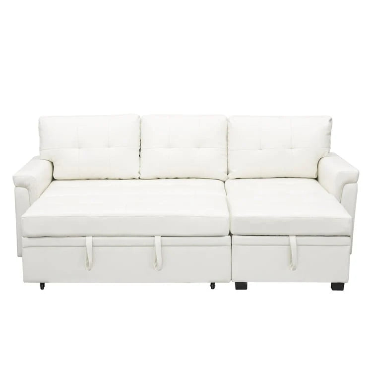 Canapé d'angle réversible convertible avec lit gigogne, méridienne de rangement et pieds durables