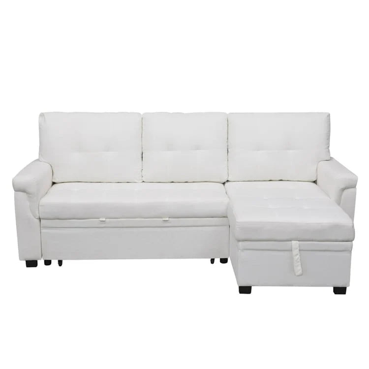 Canapé d'angle réversible convertible avec lit gigogne, méridienne de rangement et pieds durables
