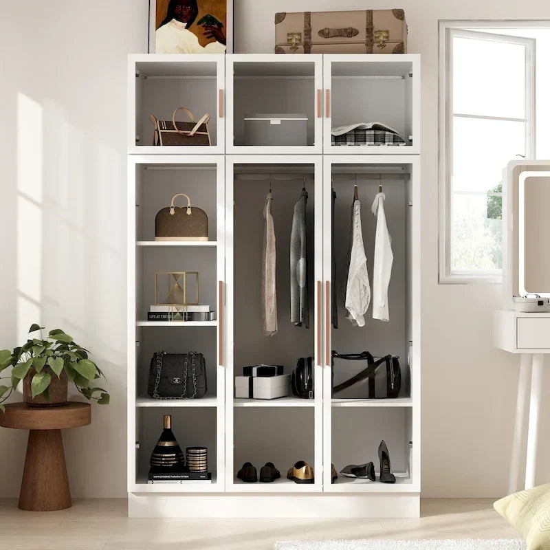 47,2 Grande Armoire LED Lumineuse Placard à Portes en Verre Entièrement en Verre