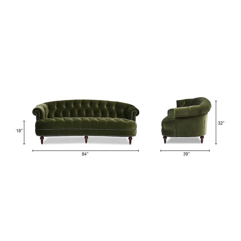 Canapé capitonné chesterfield La Rosa 84 en velours, style moderne du milieu du siècle