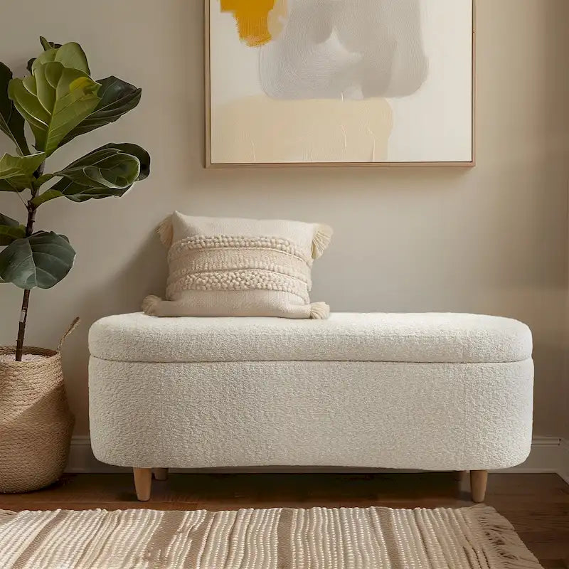 Banc de rangement rabattable INK+IVY Bailey Taupe Boucle