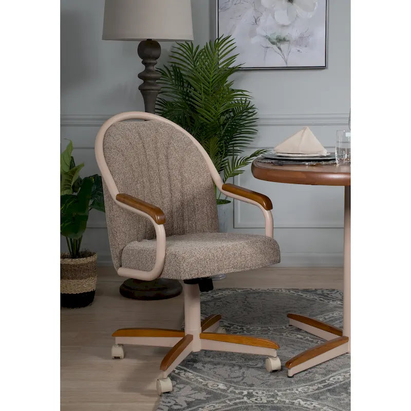 Chaise pivotante et inclinable à roulettes avec coussin pour salle à manger décontractée