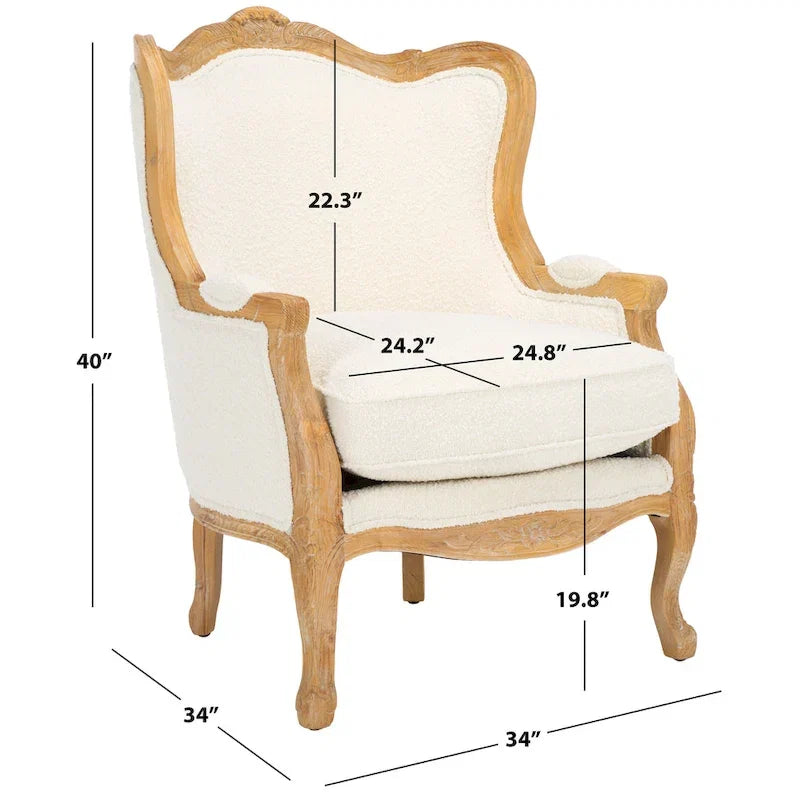 Fauteuil à oreilles Kali Oak en lin naturel - 34Lx34Px40H