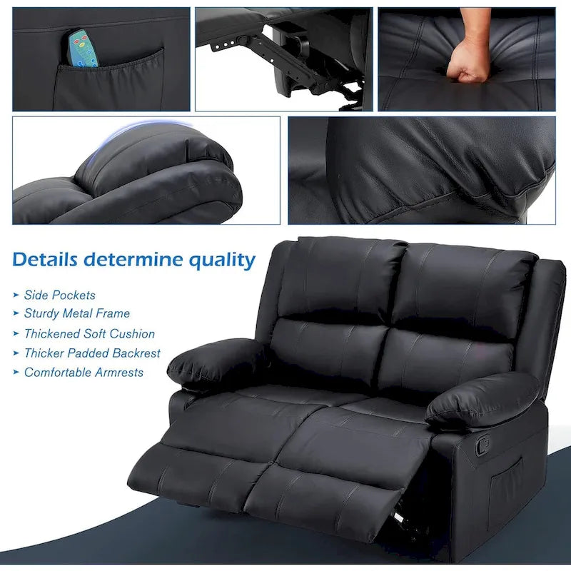 Causeuse inclinable 2 places avec fonction de chauffage et de massage