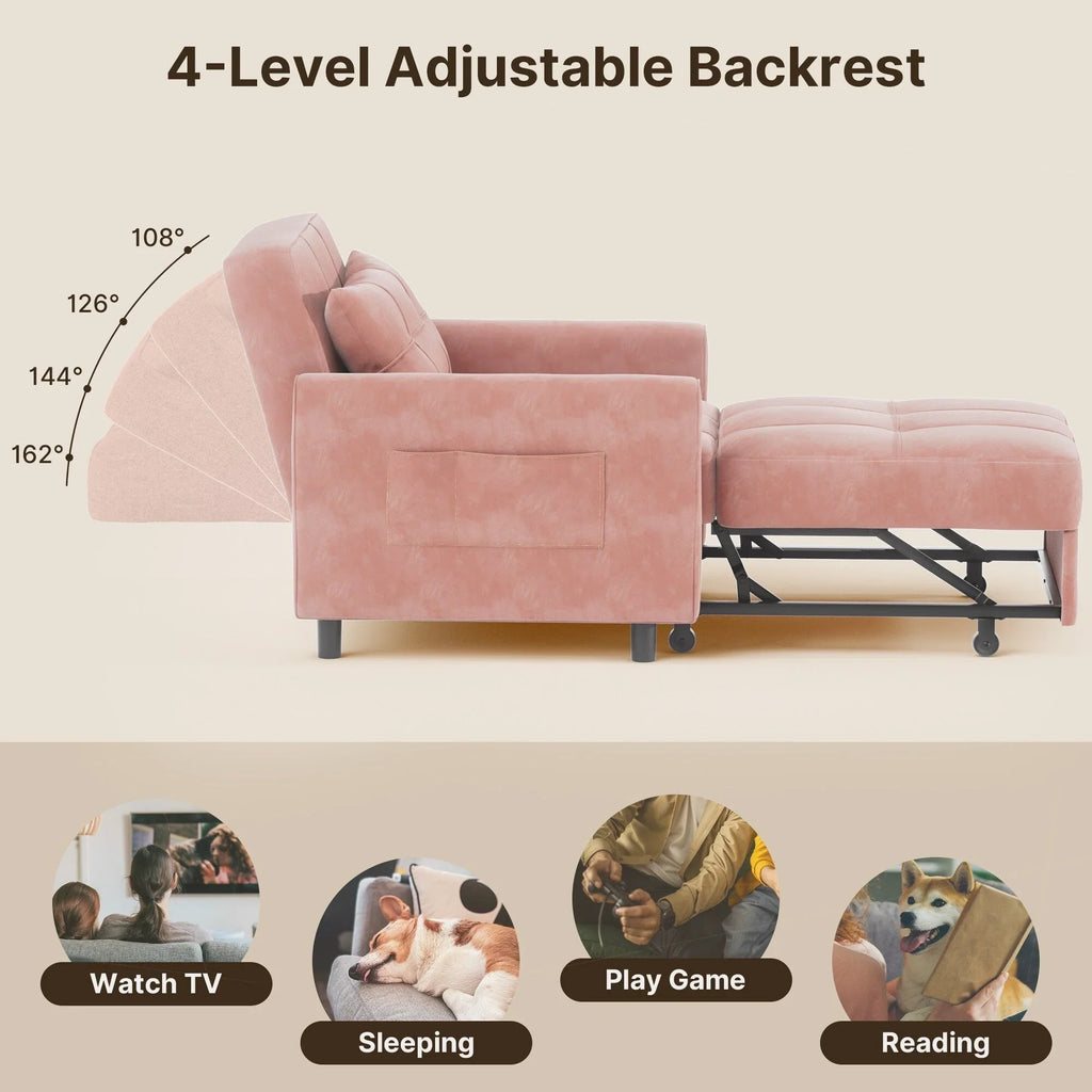 Canapé-lit convertible 3-en-1, Canapé-chaise dépliable, Lit pliant convertible pour salon