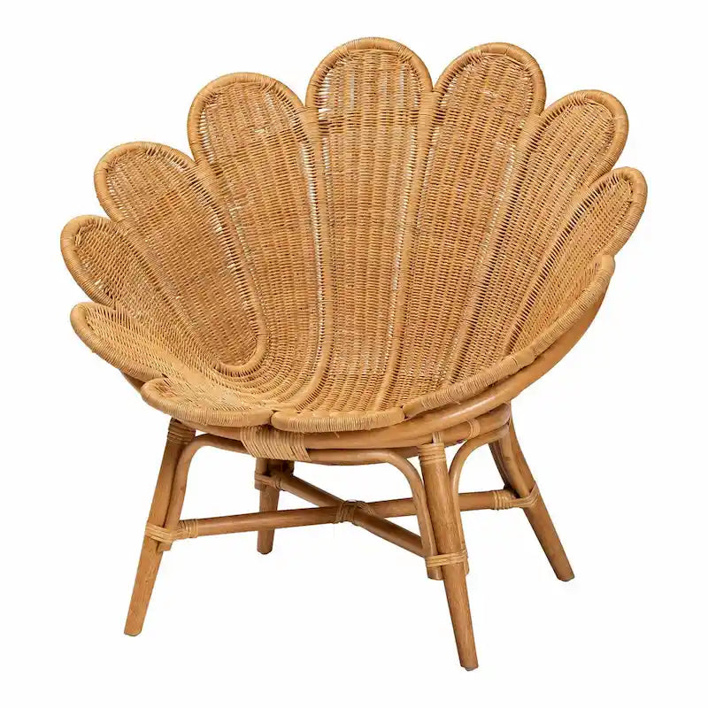 Fauteuil d'appoint fleur Blossom en rotin bohème miel