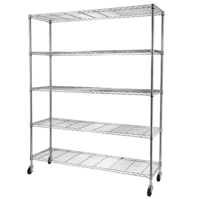 Étagère métallique à 5 niveaux avec roulettes - (59,06 x 17,72 x 70,87)