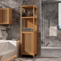 Meuble haut de salle de bain 1 porte 52 po Tall Wood avec étagère ouverte, couleur naturelle