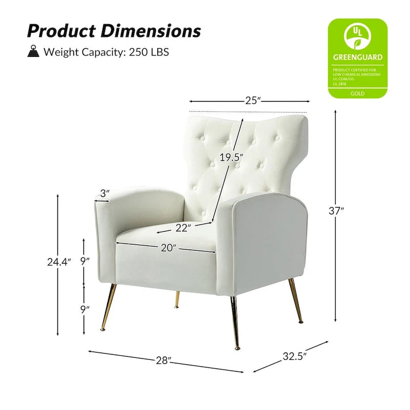 Chaise touffetée Abadiana avec accent et piètement en métal