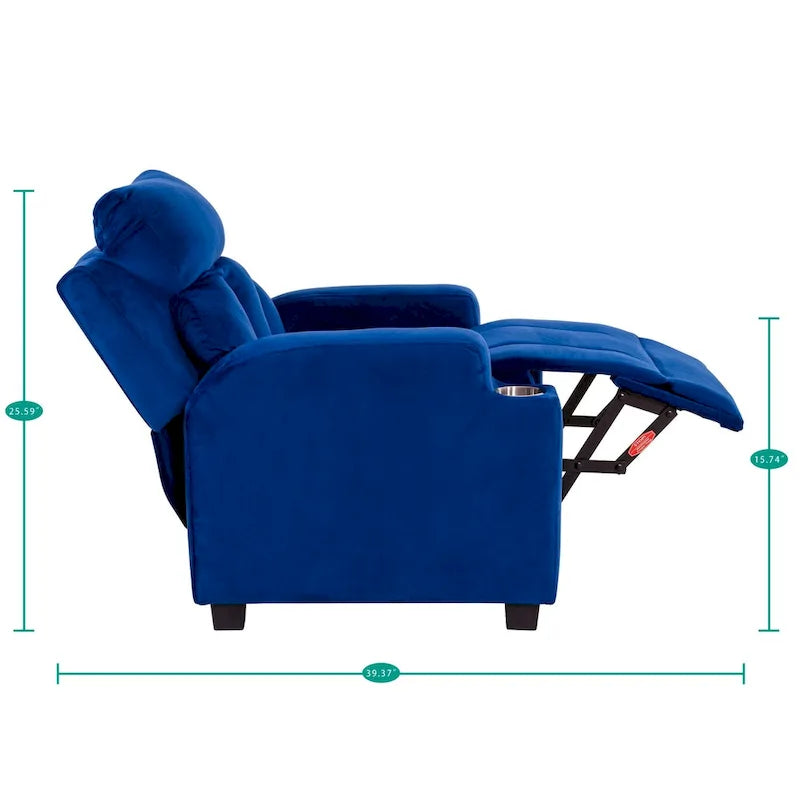 Fauteuil inclinable de luxe pour enfants avec repose-pieds, appuie-tête et 2 porte-gobelets, en microfibre, pour les enfants de 3 ans et plus