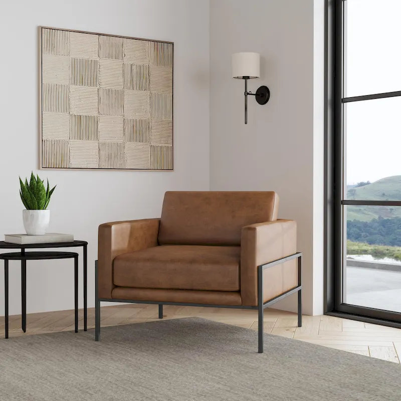 Fauteuil club moderne HomePop rembourré avec cadre en métal