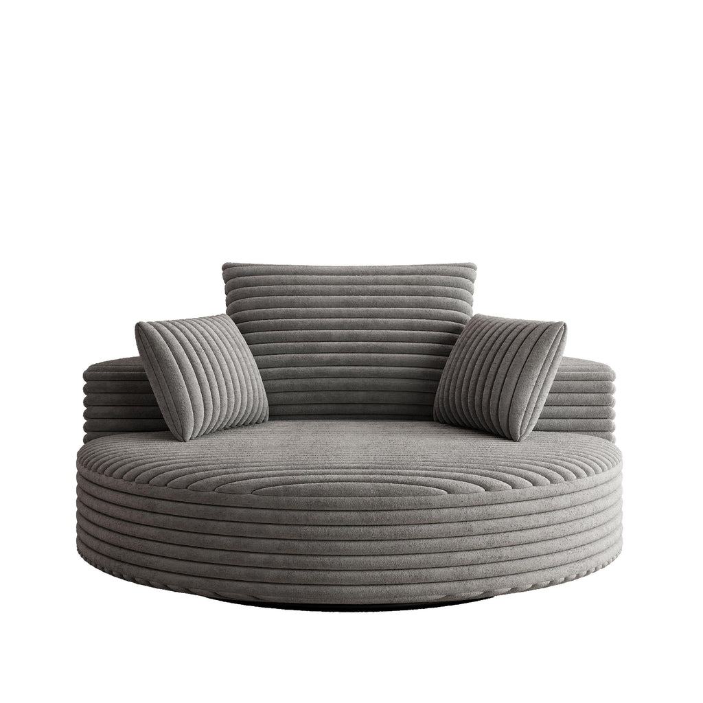 Fauteuil pivotant simple en velours côtelé et chenille avec rembourrage en mousse
