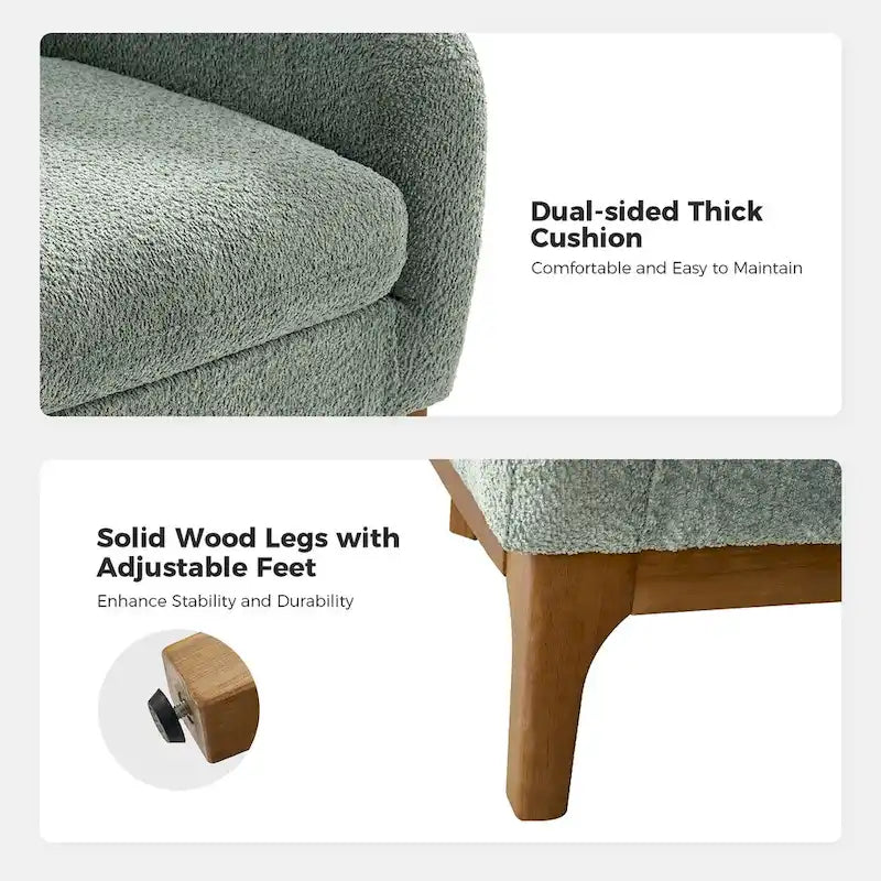 Fauteuil tonneau moderne Augus en bouclette avec pieds en bois massif par HULALA HOME