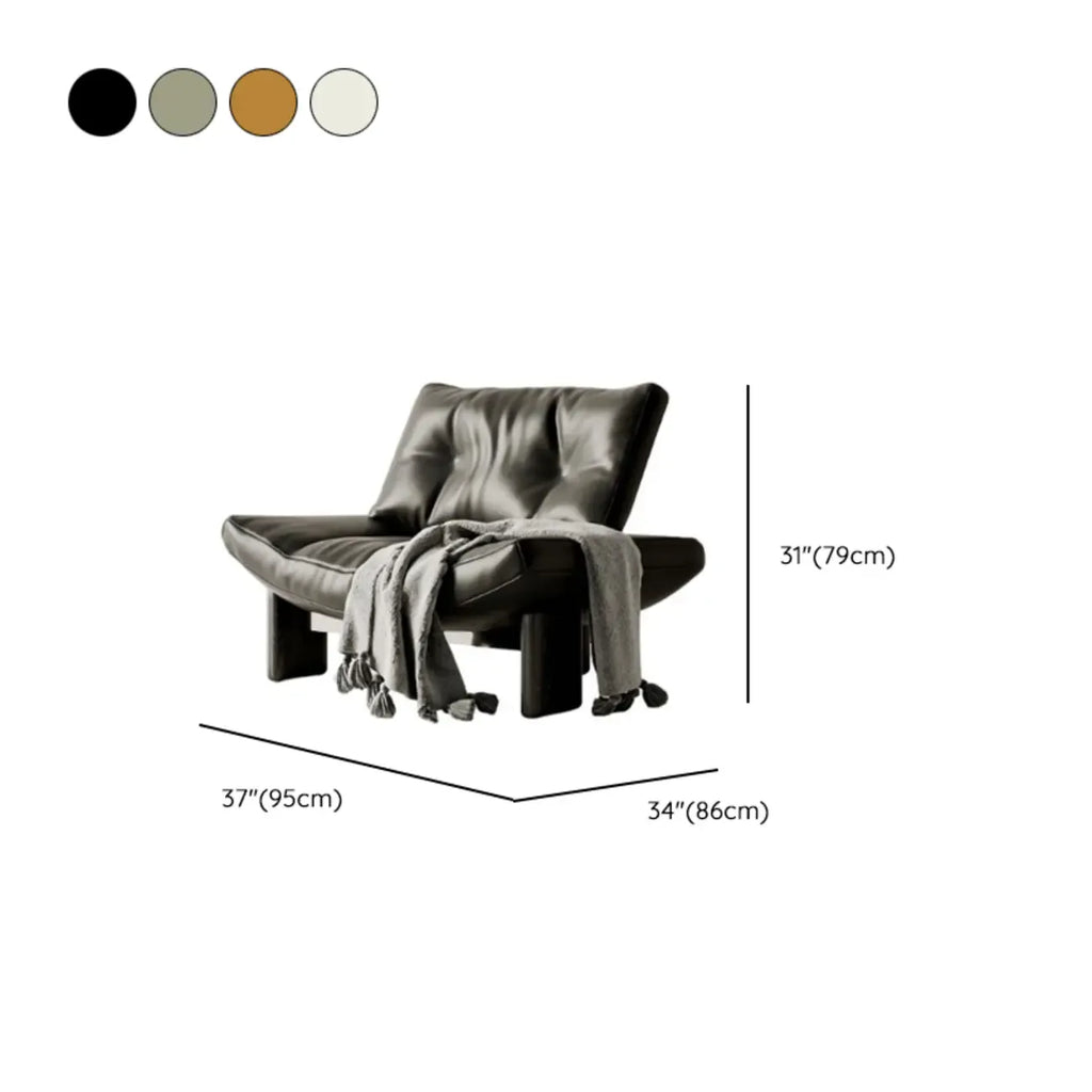 Fauteuil d'appoint contemporain en chenille noire capitonnée sans accoudoirs